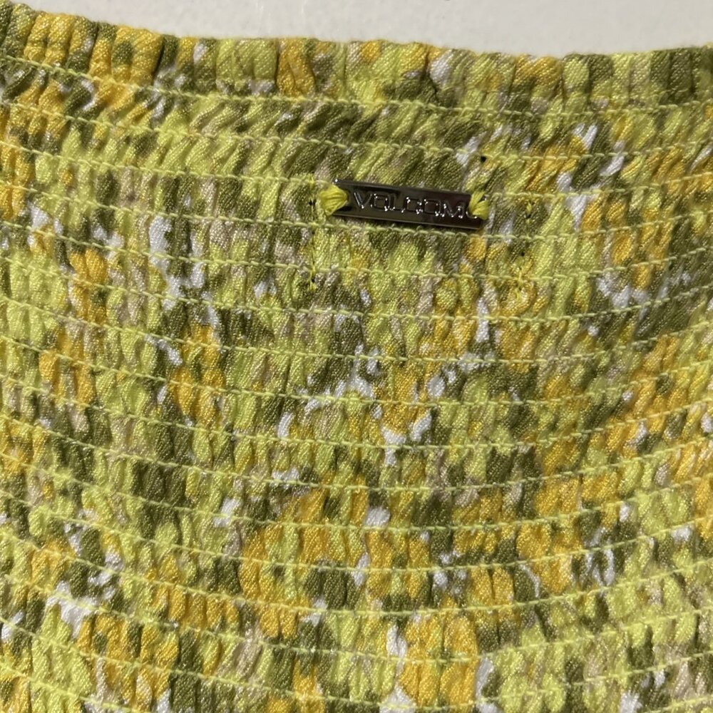 Babydoll Mini-dress Yellow Floral Stretch Bodice Volcom Woman's 8 Fairy core M - Picture 10 of 14